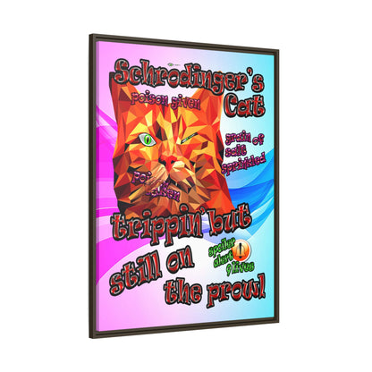 schrodinger's cat - framed canvas art (light blue-pink wave)