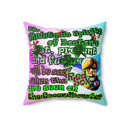 christmas spirits of boston - Faux Suede Square Pillow - (light blue-pink wave)