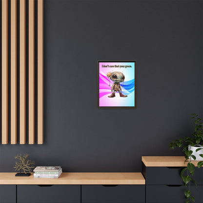 I don't care that your green - framed canvas art (light blue-pink wave)