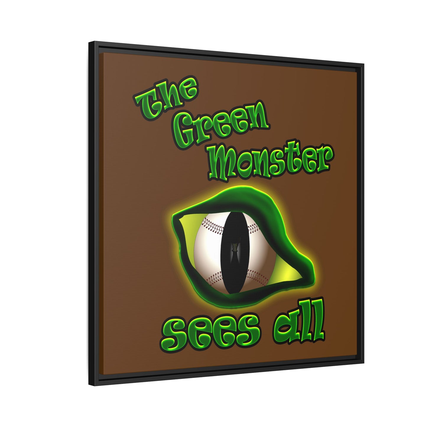 green monster - framed canvas art (brown)
