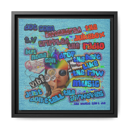 drop the beat - framed canvas art (faded blue)