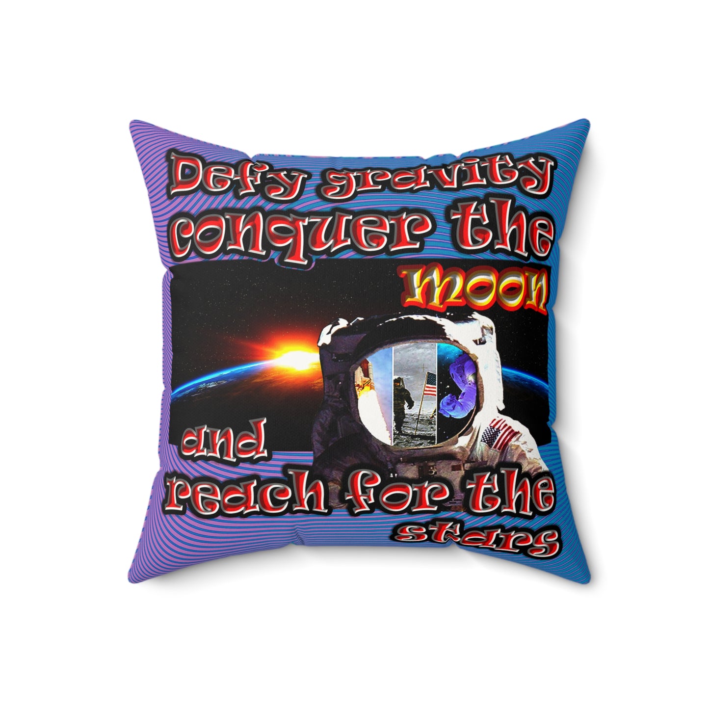 defy conquer reach - Faux Suede Square Pillow - (light blue-purple wave)