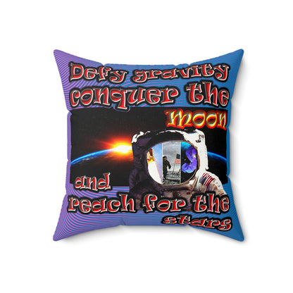defy conquer reach - Faux Suede Square Pillow - (light blue-purple wave)