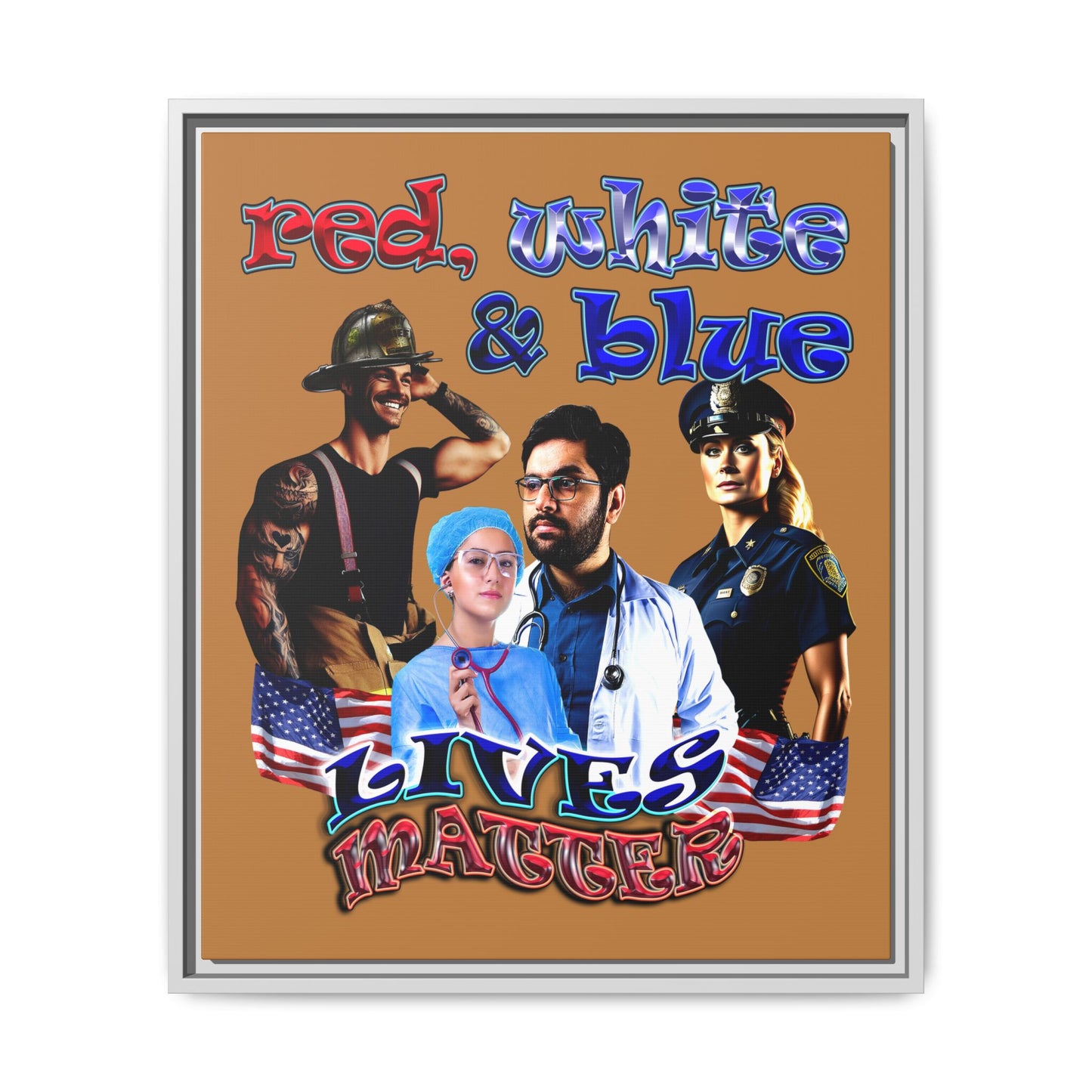 rw&b lives matter - framed canvas art (light brown)