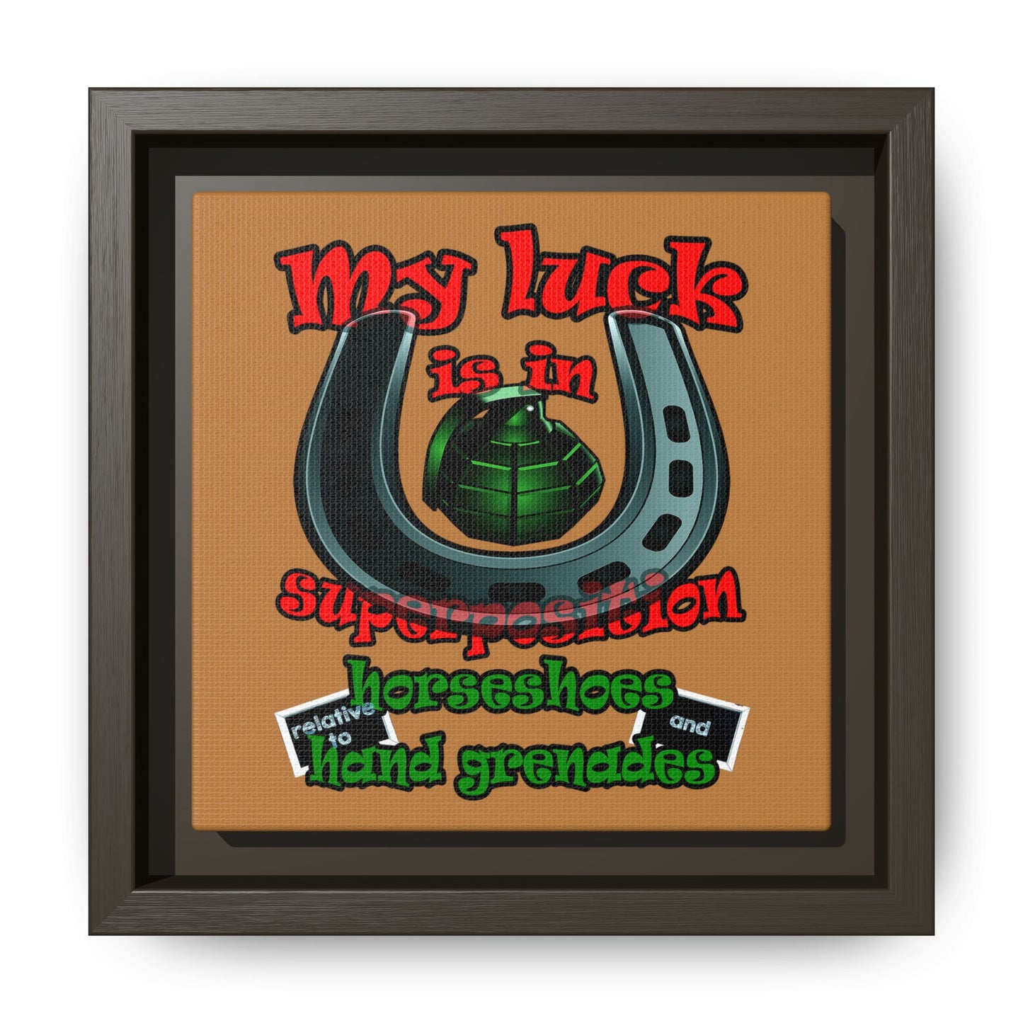 my luck - framed canvas art (light brown)