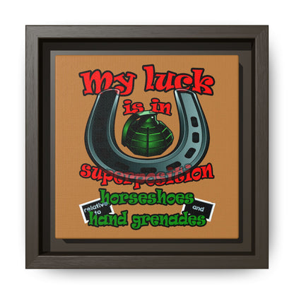 my luck - framed canvas art (light brown)