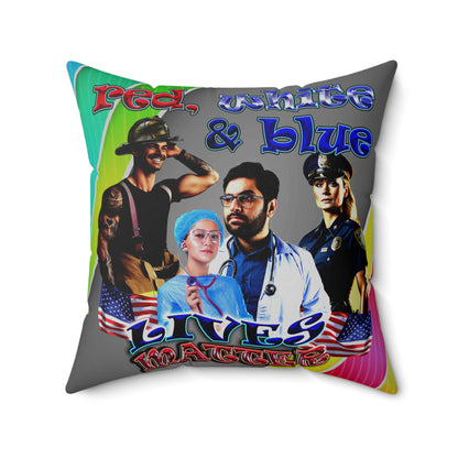 rw&b lives matter - Spun Polyester Square Pillow - (rainbow split)