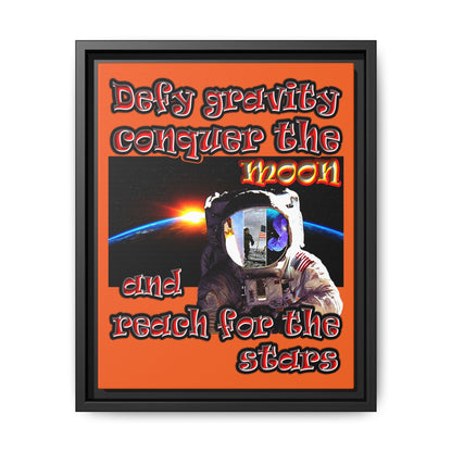 defy conquer reach - framed canvas art (orange)
