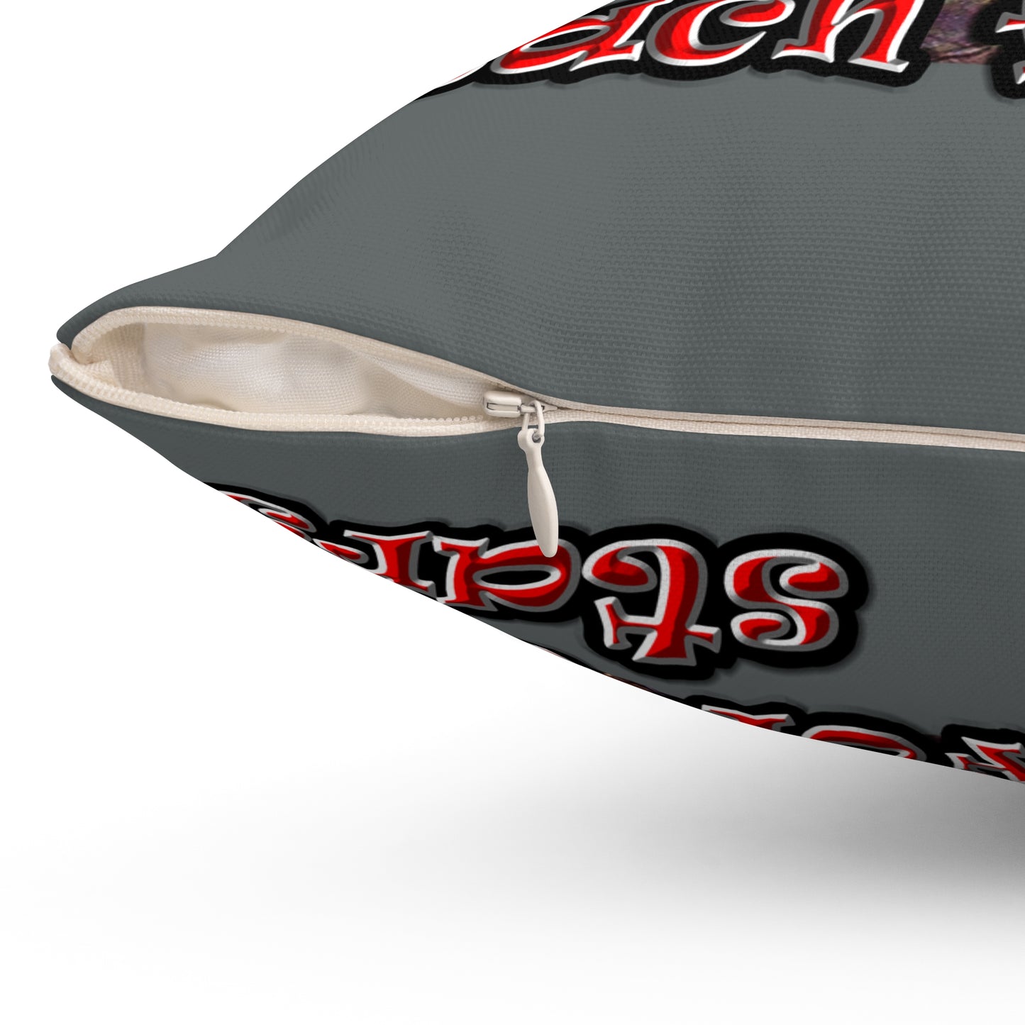 defy conquer reach - Spun Polyester Square Pillow - (dark grey)