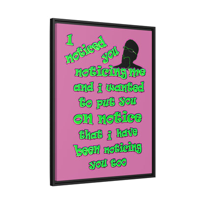 noticed you noticing - framed canvas art (light pink)