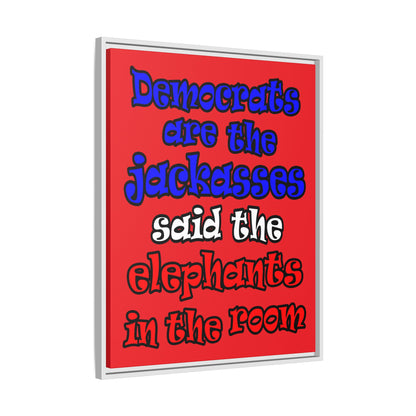donkeys and elephants - framed canvas art (red)