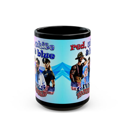 rw&b lives matter - Black Mug (light blue-pink wave)