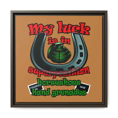 my luck - framed canvas art (light brown)