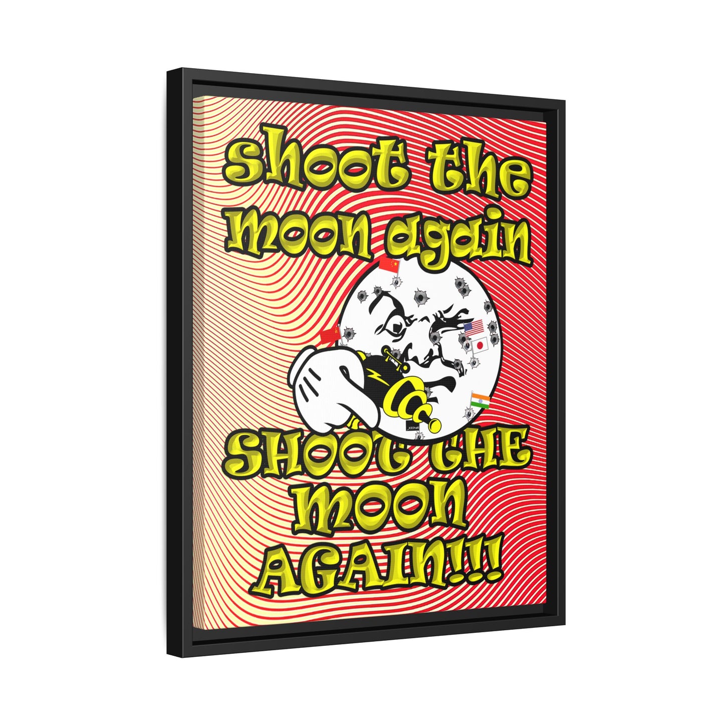 shoot the moon again - framed canvas art (yellow-orange wave)