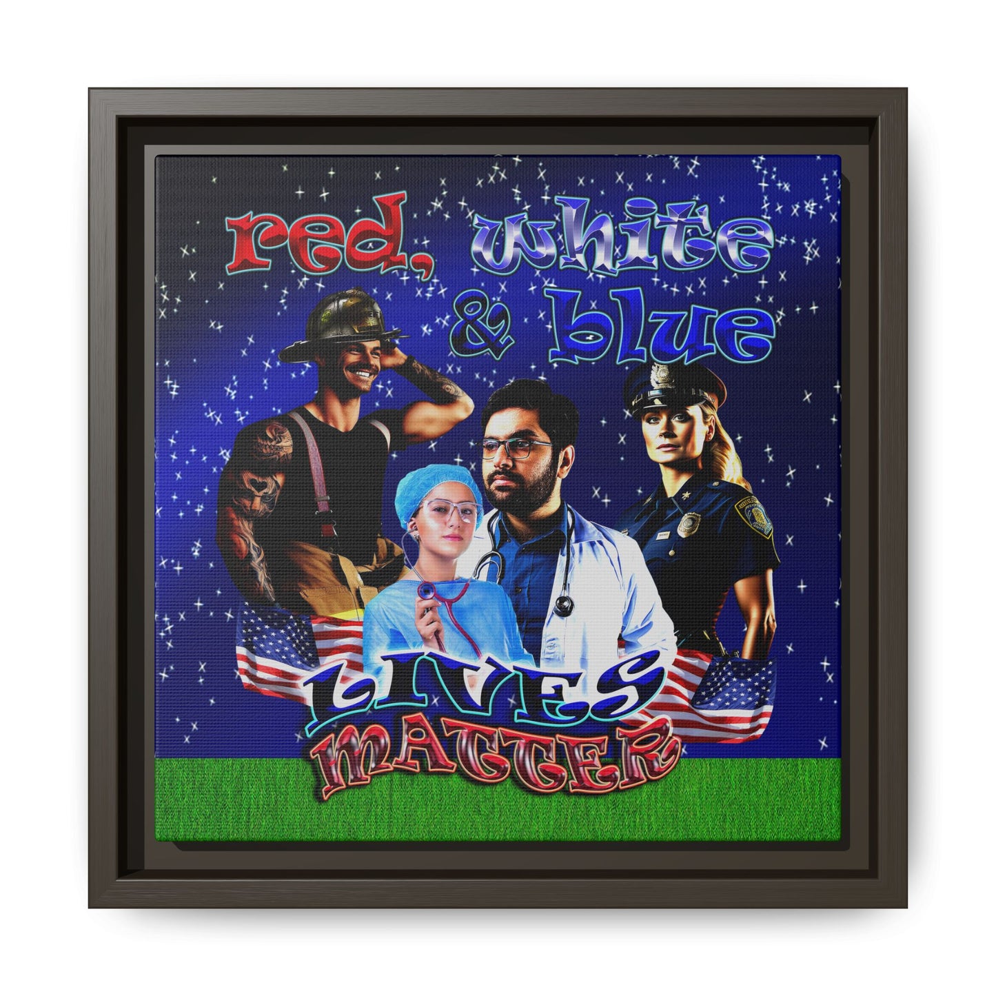 rw&b lives matter - framed canvas art ('snoops' background)