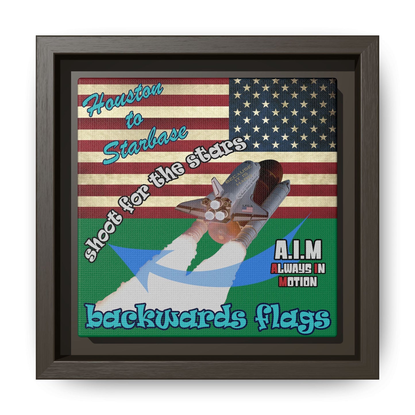 shoot for the stars - framed canvas art (dark green)