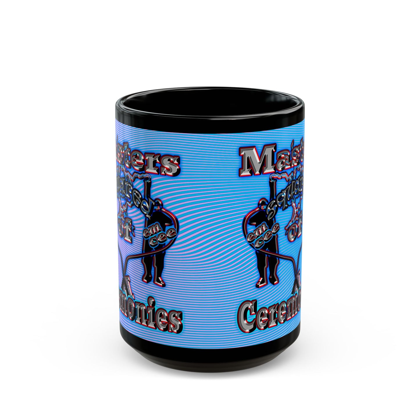 em cee squared - Black Mug (light blue-purple wave)