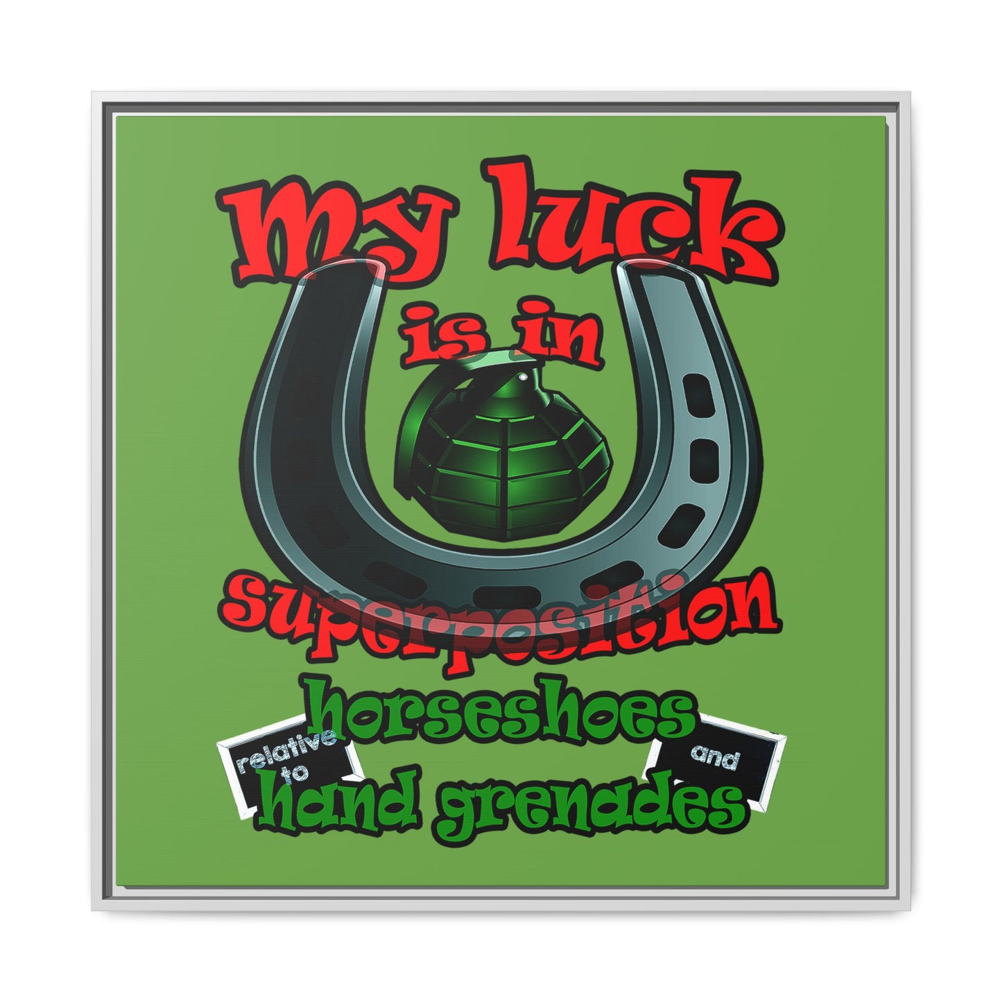 my luck - framed canvas art (green)
