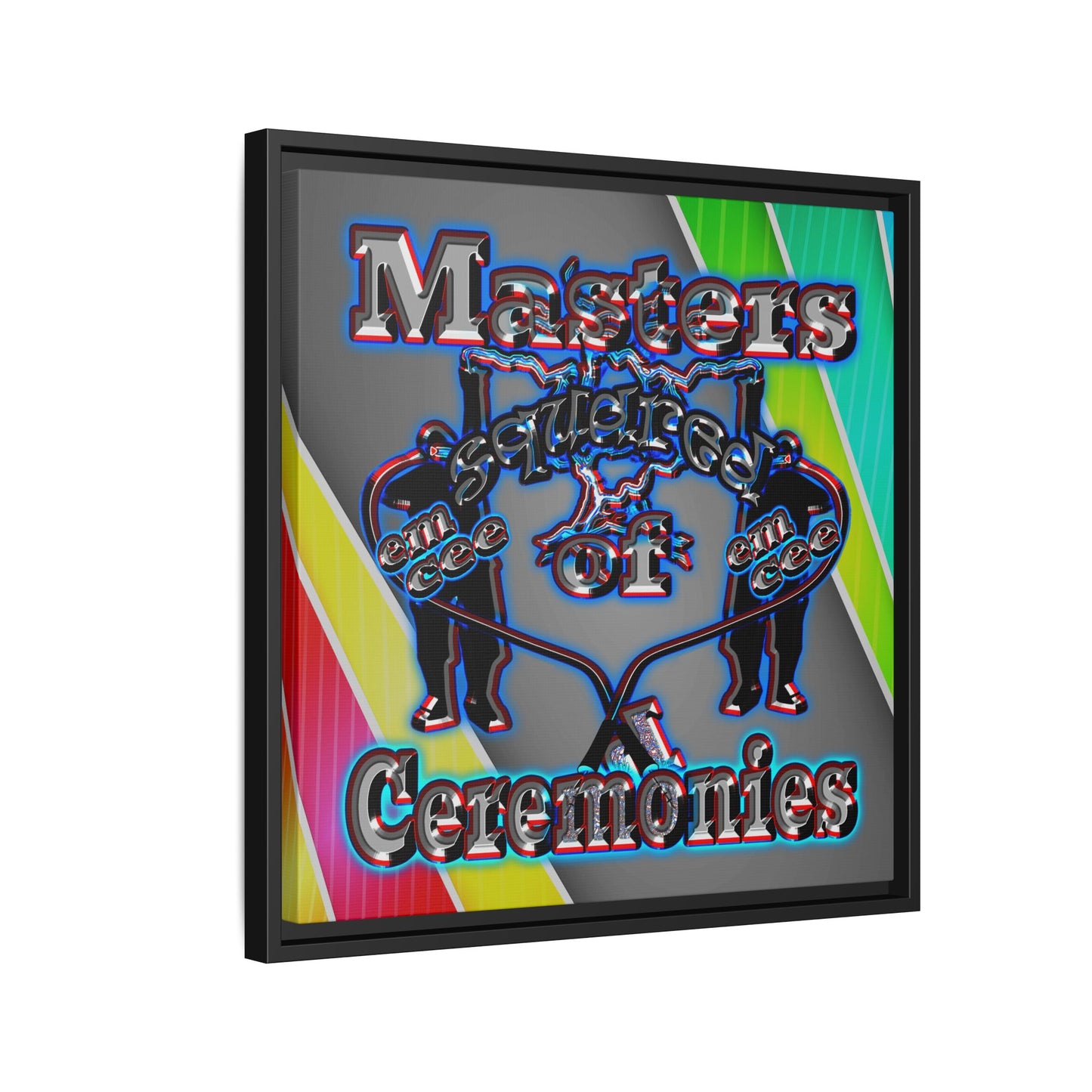 em cee squared - framed canvas art (rainbow split)