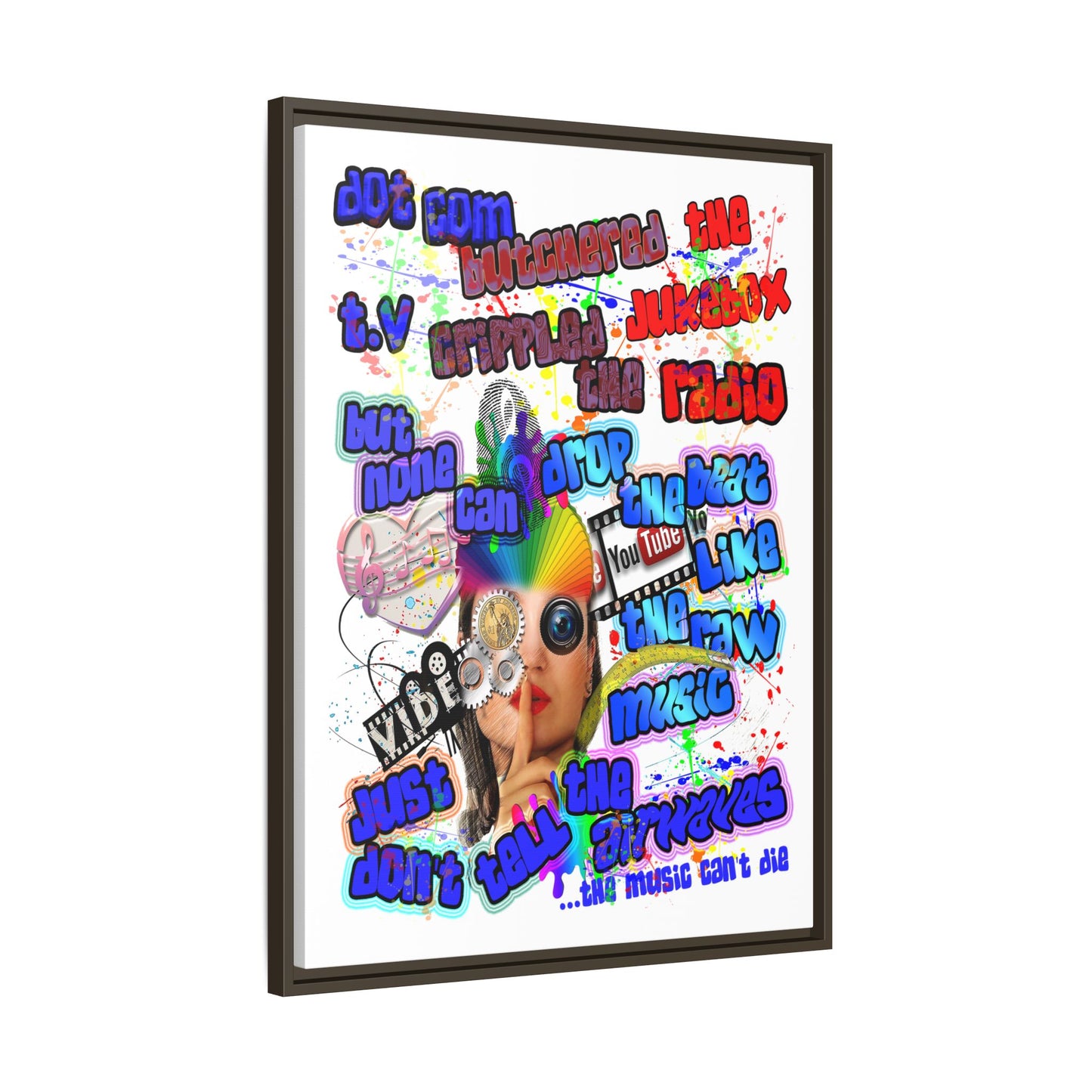 drop the beat - framed canvas art (white)