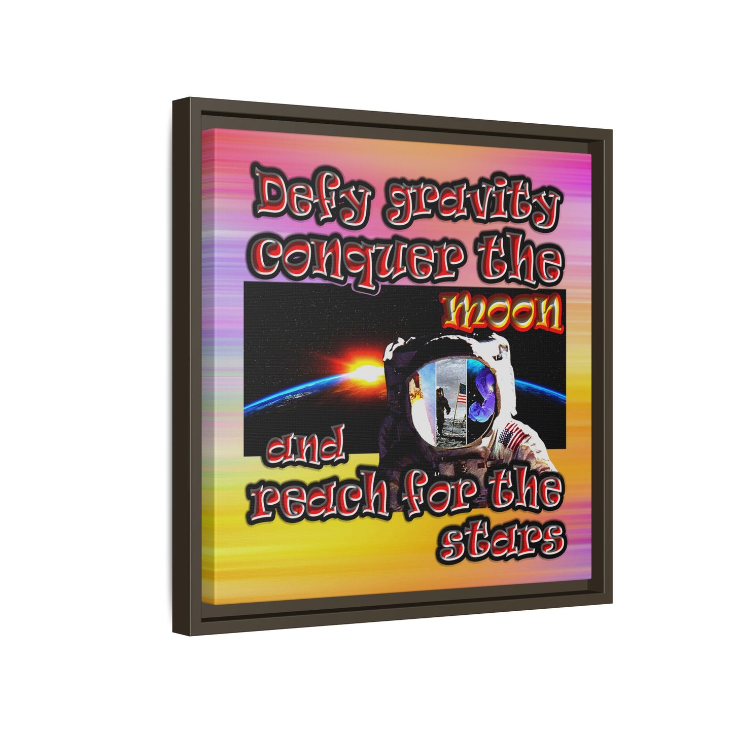 defy conquer reach - framed canvas art (color blur)