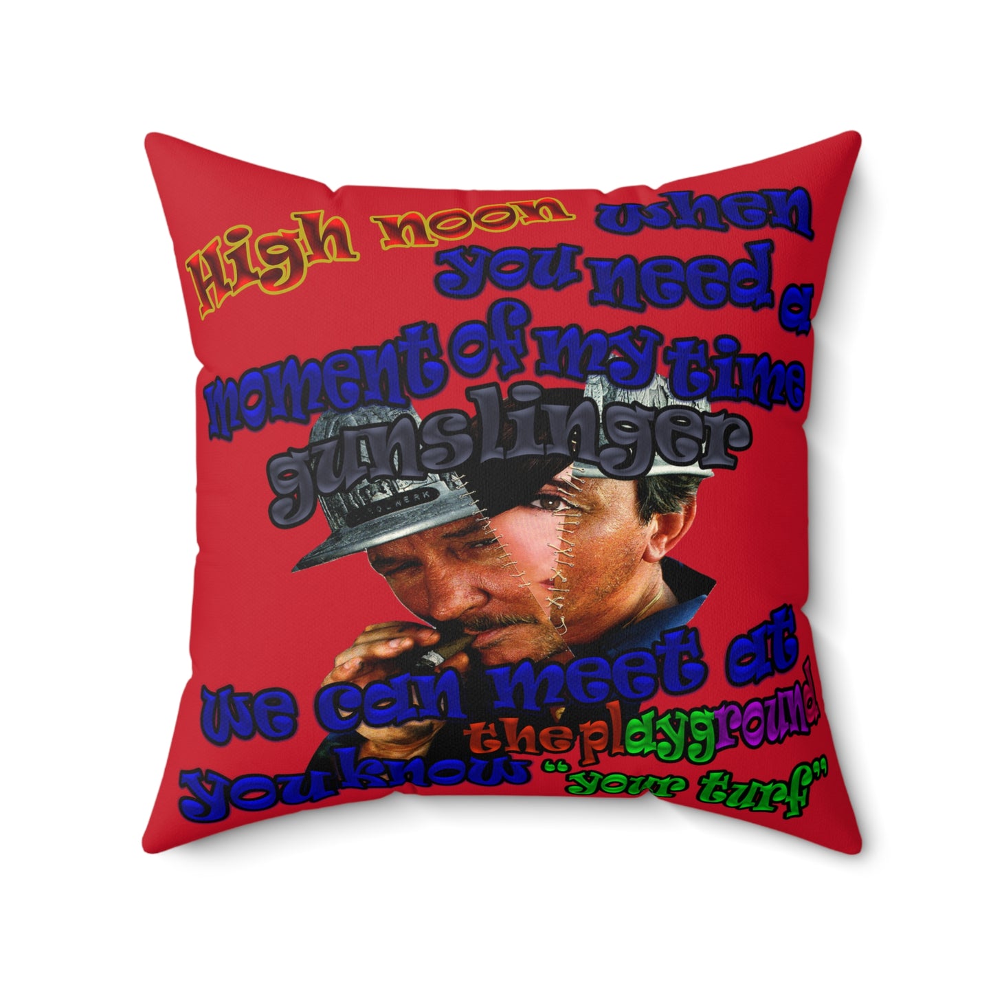 high noon - Faux Suede Square Pillow - (dark red)