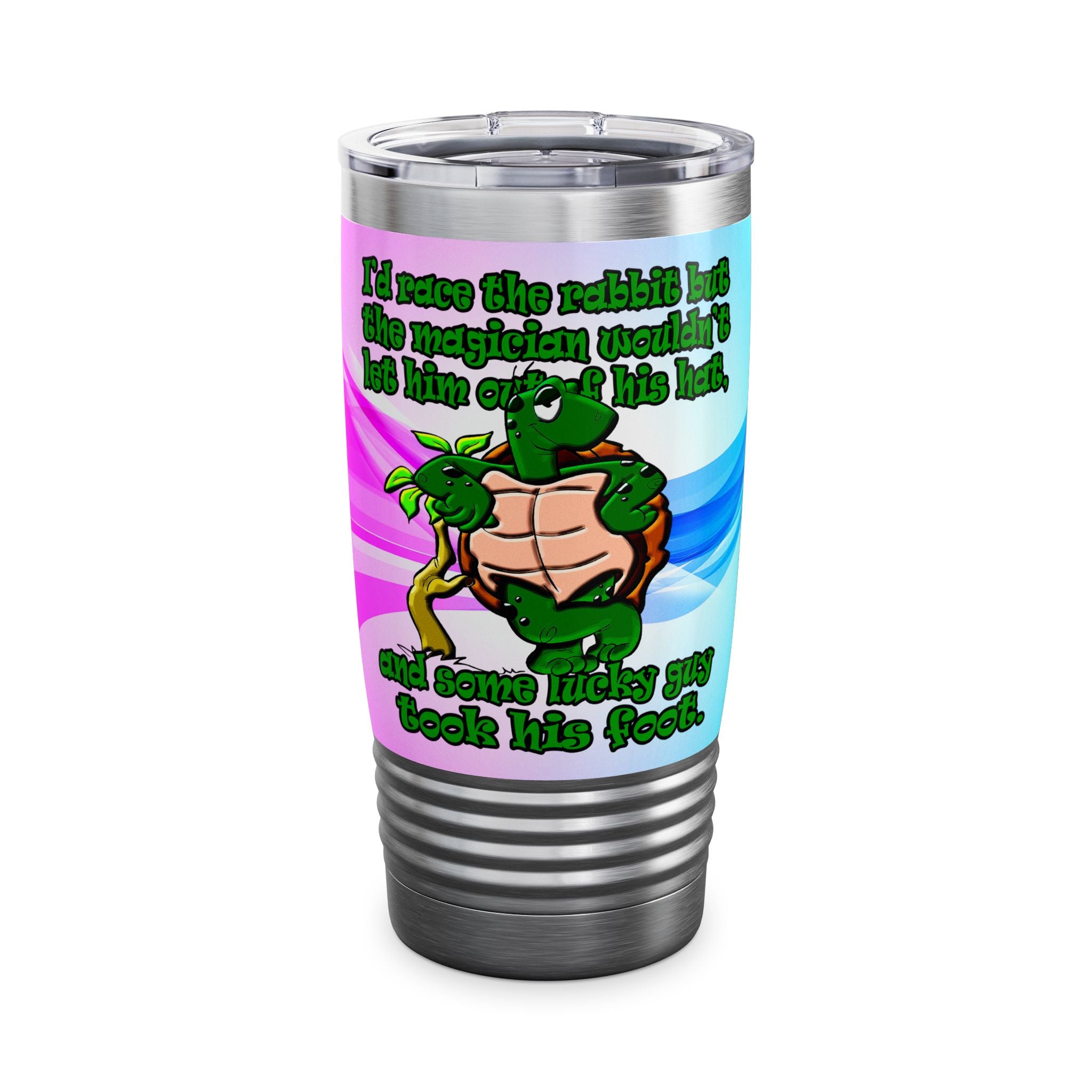 turtle race - Ringneck Tumbler, 20oz (light blue-pink wave)