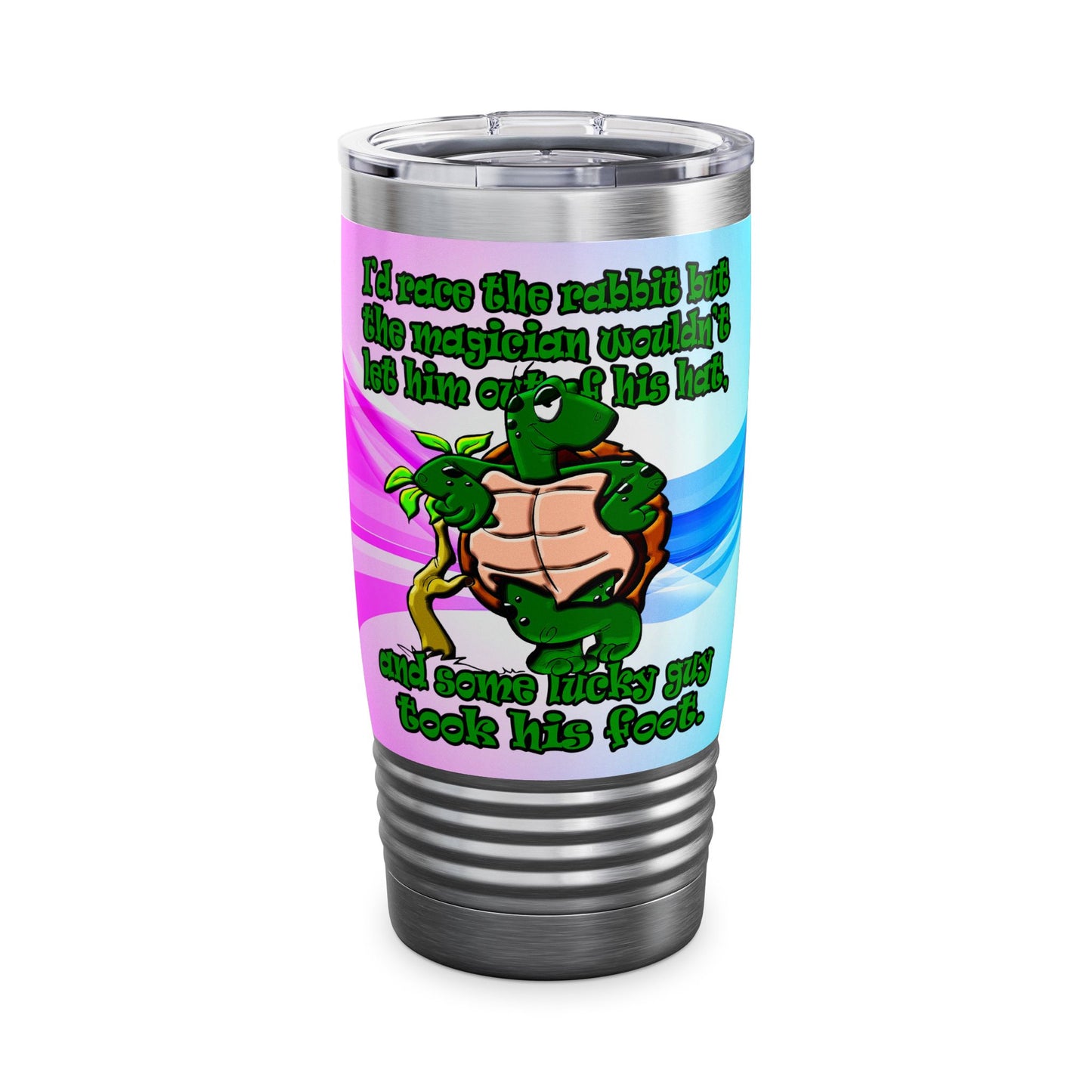 turtle race - Ringneck Tumbler, 20oz (light blue-pink wave)