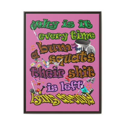 the bum's shit - framed canvas art (light pink)