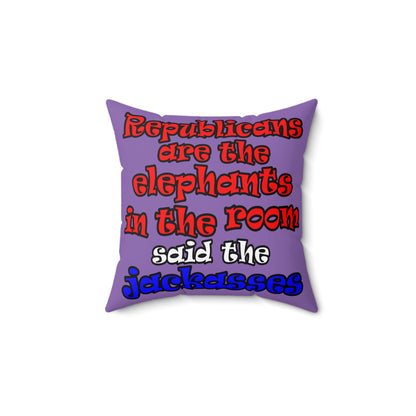 donkeys and elephants - Spun Polyester Square Pillow - (light purple)