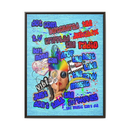 drop the beat - framed canvas art (faded blue)