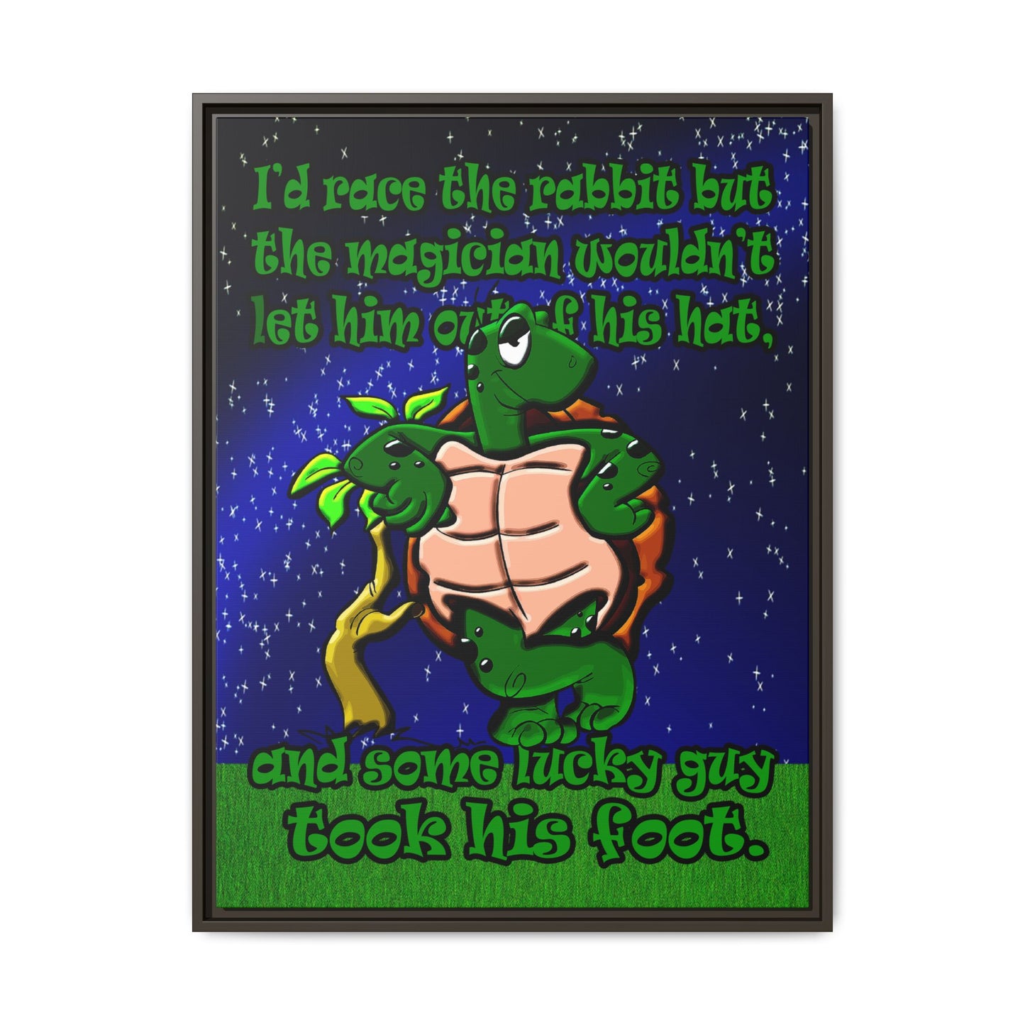 turtle race - framed canvas art ('snoops' background)