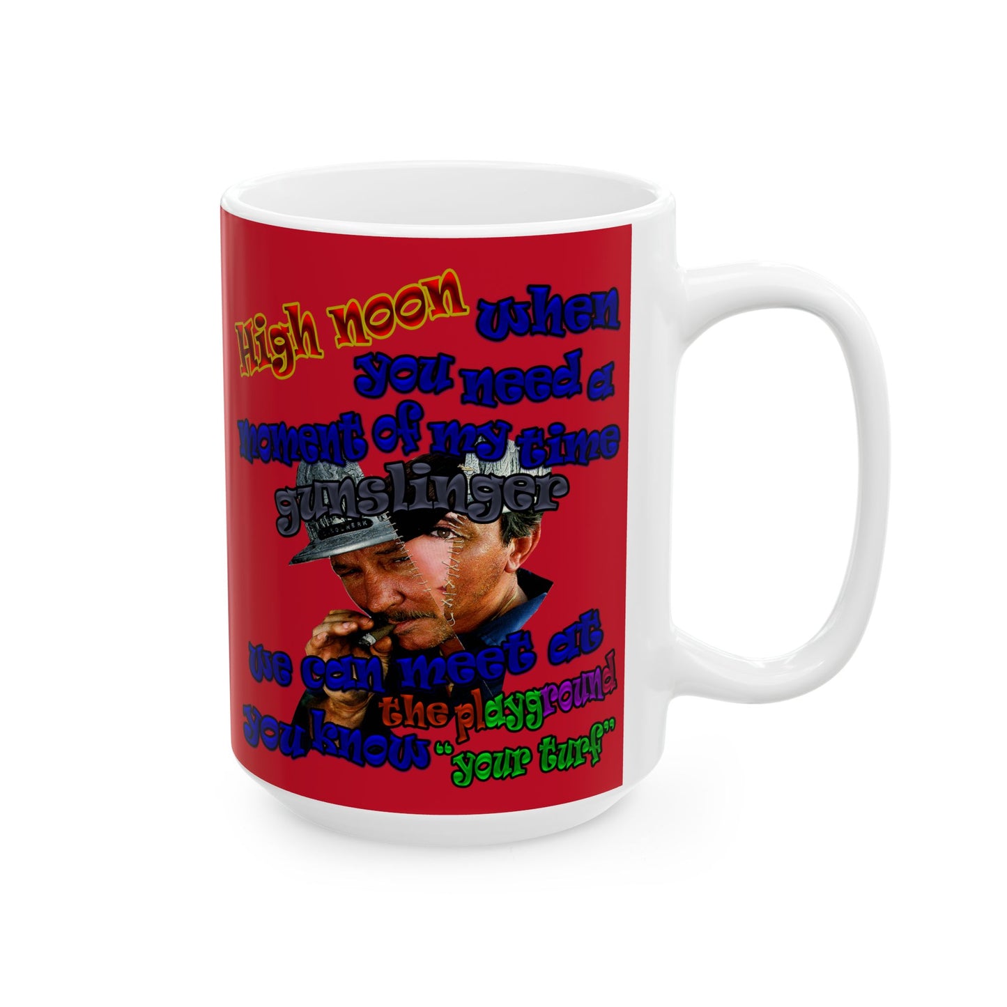 high noon - White Mug (dark red)