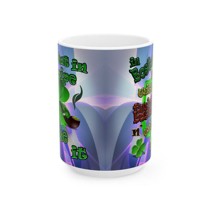 celtics logo - White Mug (grey-pink wave)