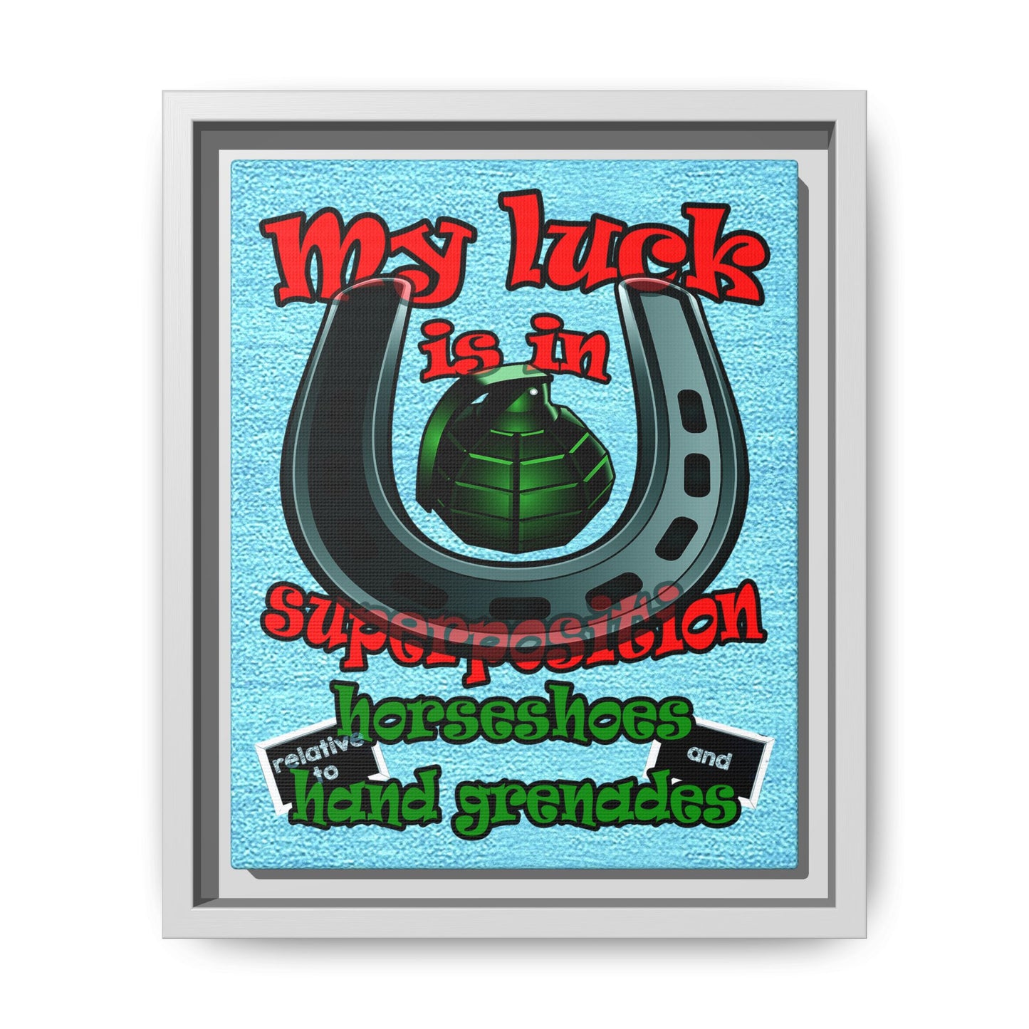 my luck - framed canvas art (faded blue)