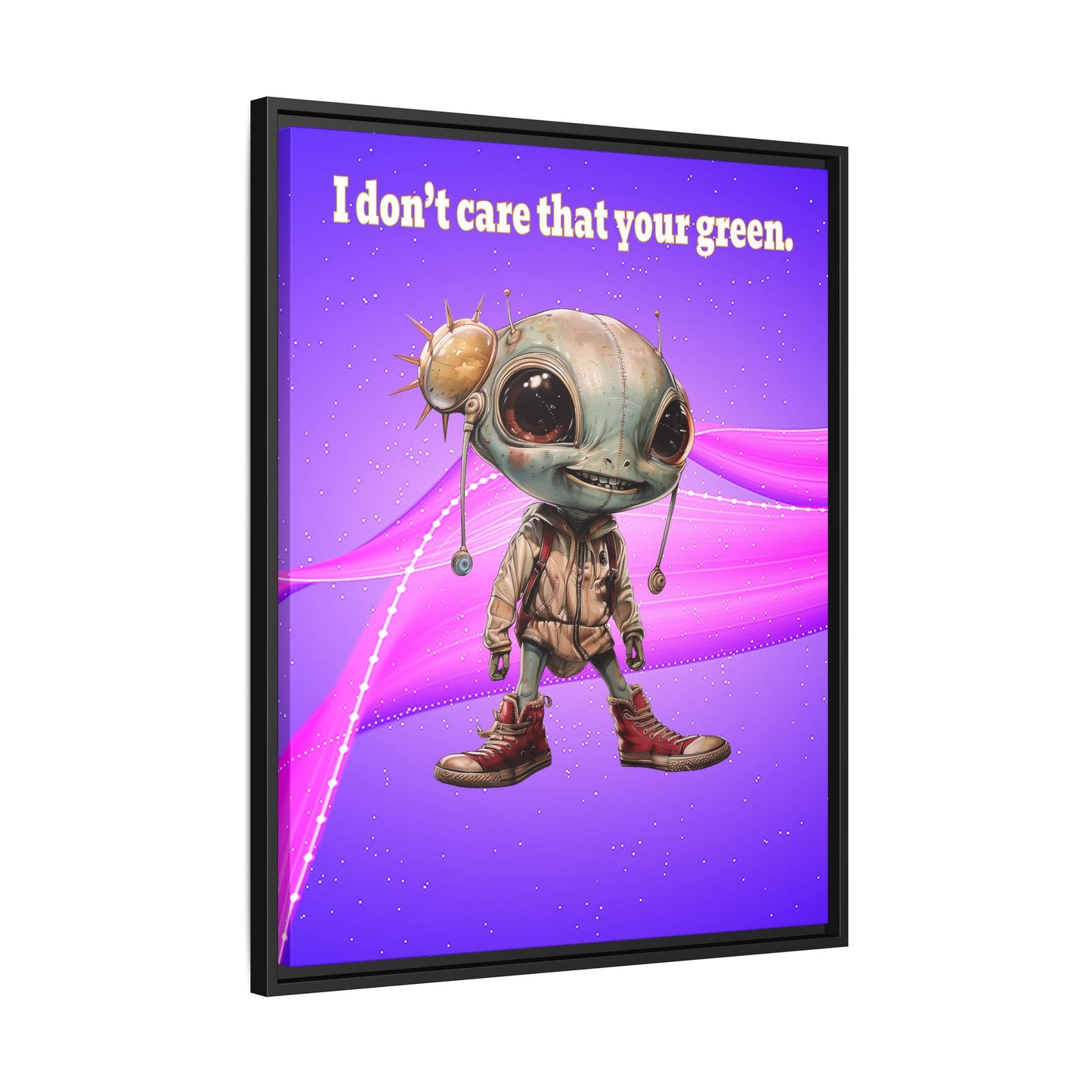 I don't care that your green - framed canvas art (purple-pink wave)