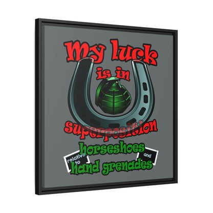 my luck - framed canvas art (dark grey)