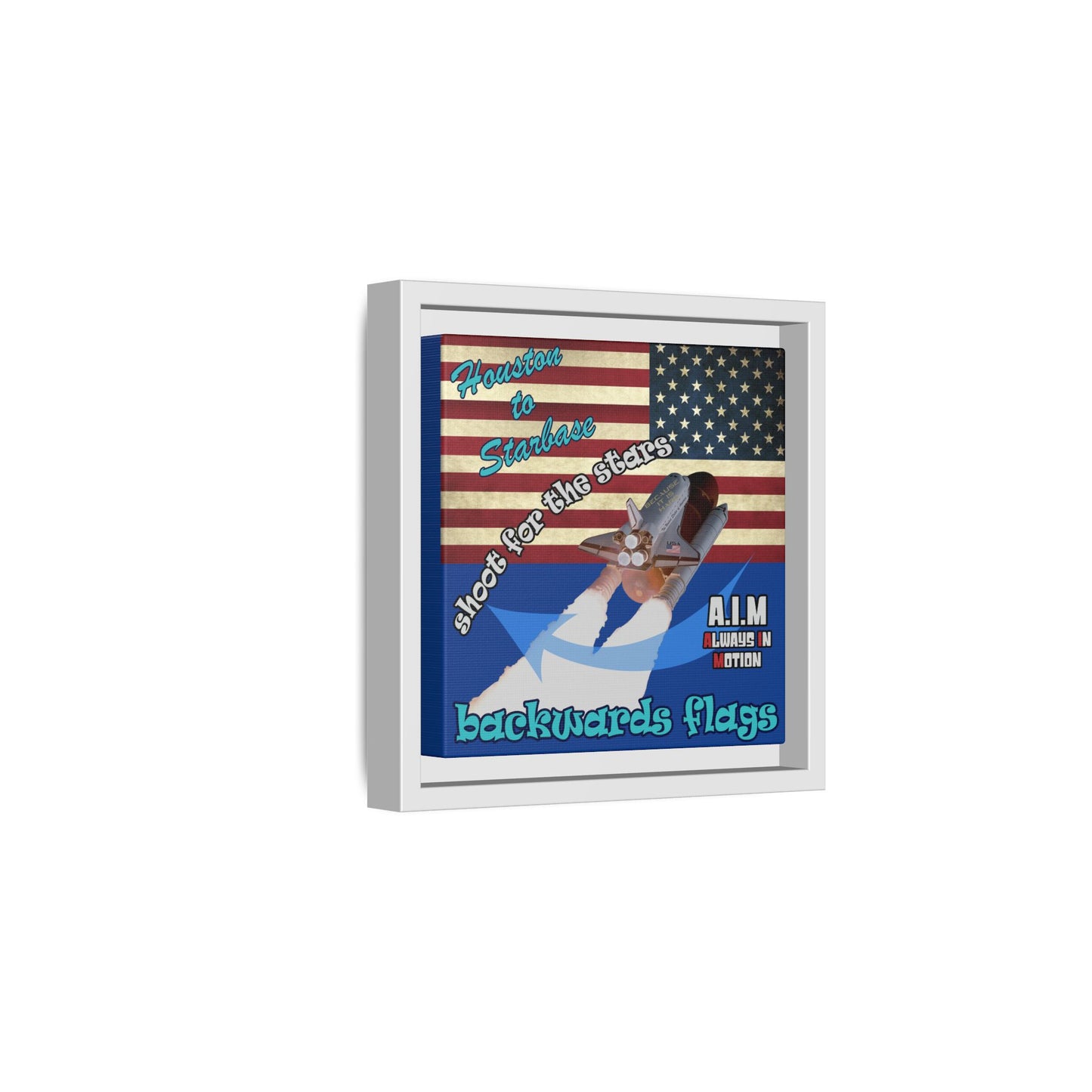 shoot for the stars - framed canvas art (dark blue)