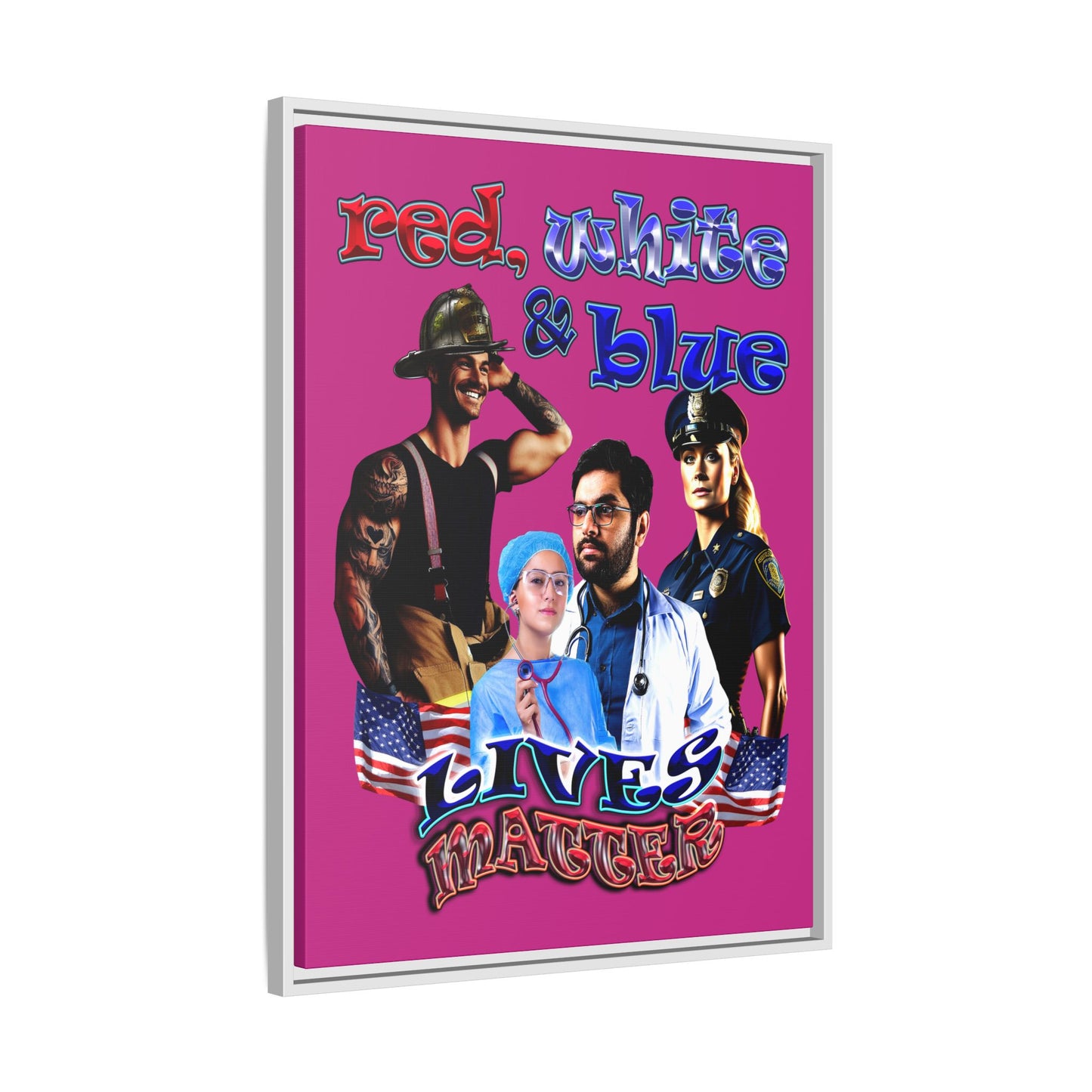 rw&b lives matter - framed canvas art (pink)
