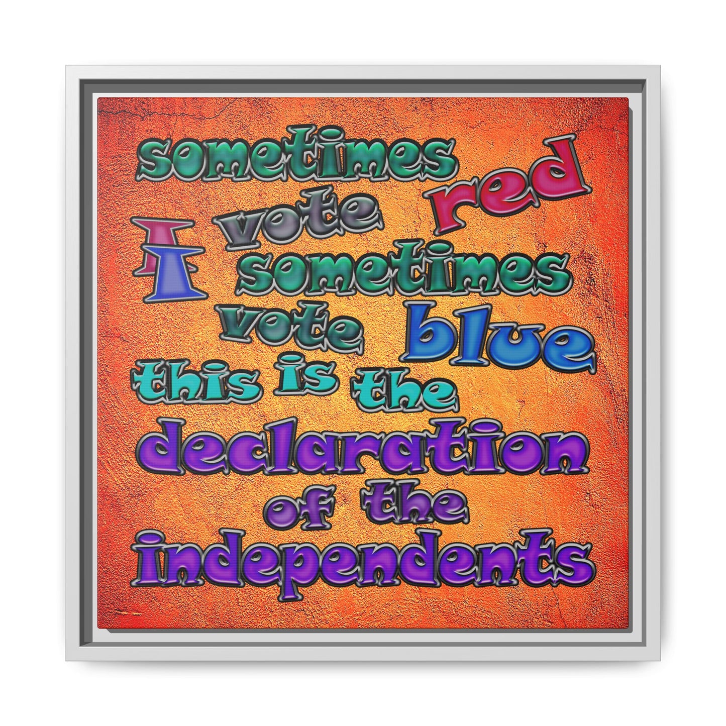 declaration of the independents - framed canvas art (burnt orange)