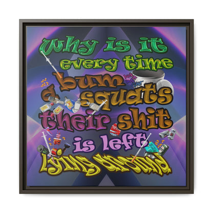 the bum's shit - framed canvas art (grey-pink wave)
