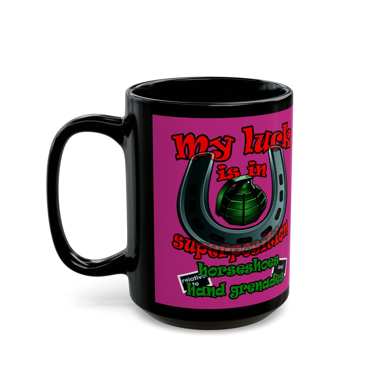 my luck - Black Mug (pink)