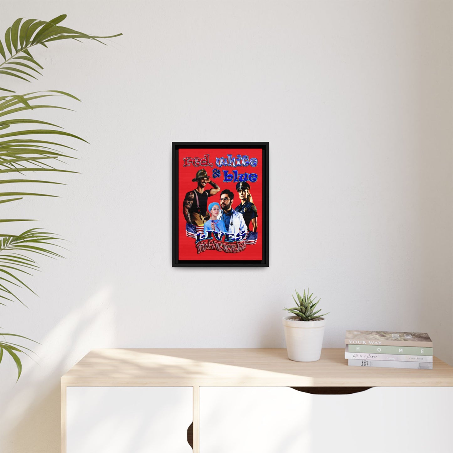 rw&b lives matter - framed canvas art (red)