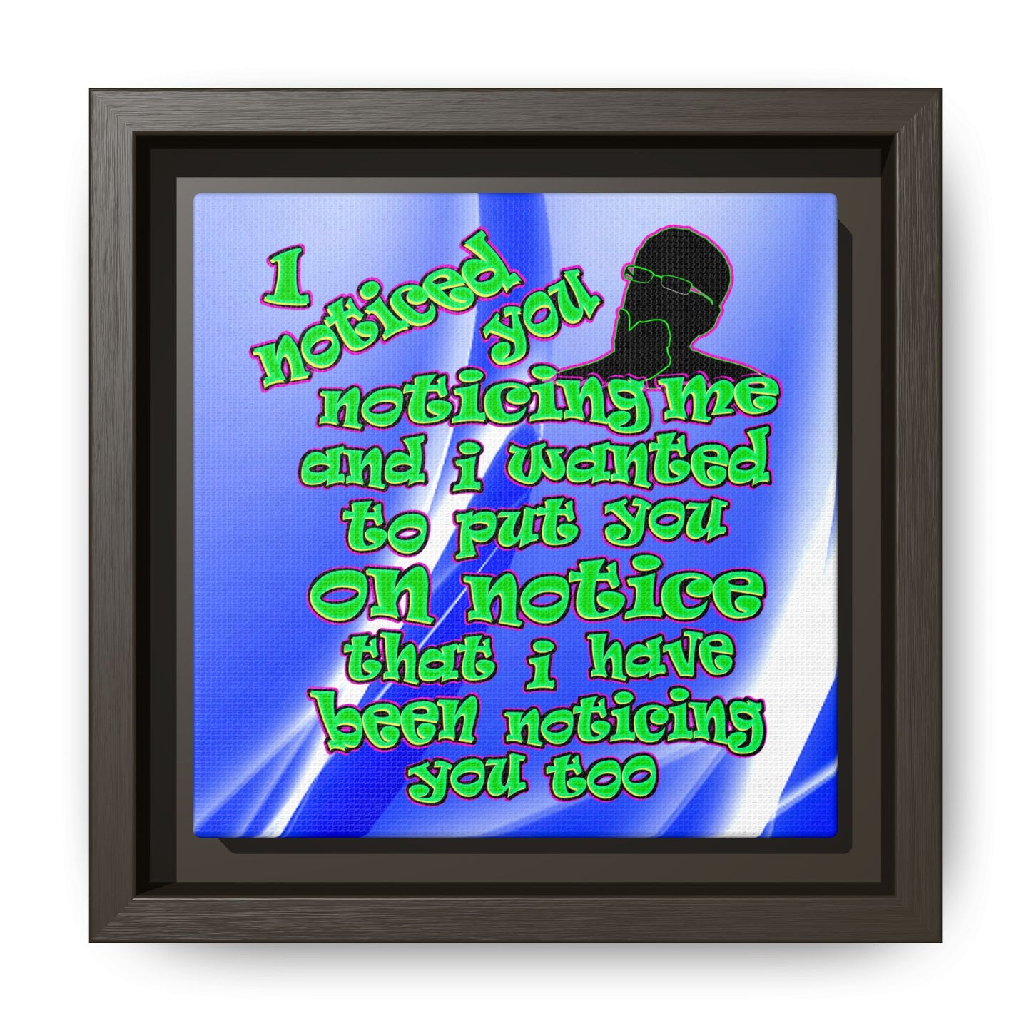 noticed you noticing - framed canvas art (blue-white wave)