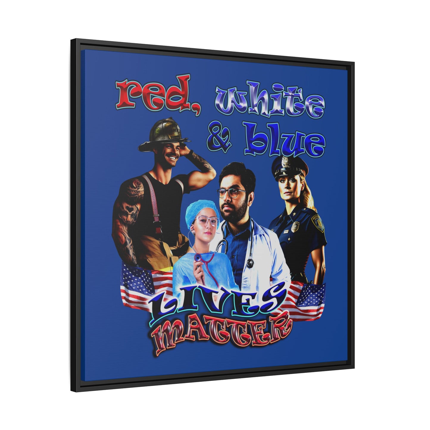 rw&b lives matter - framed canvas art (dark blue)