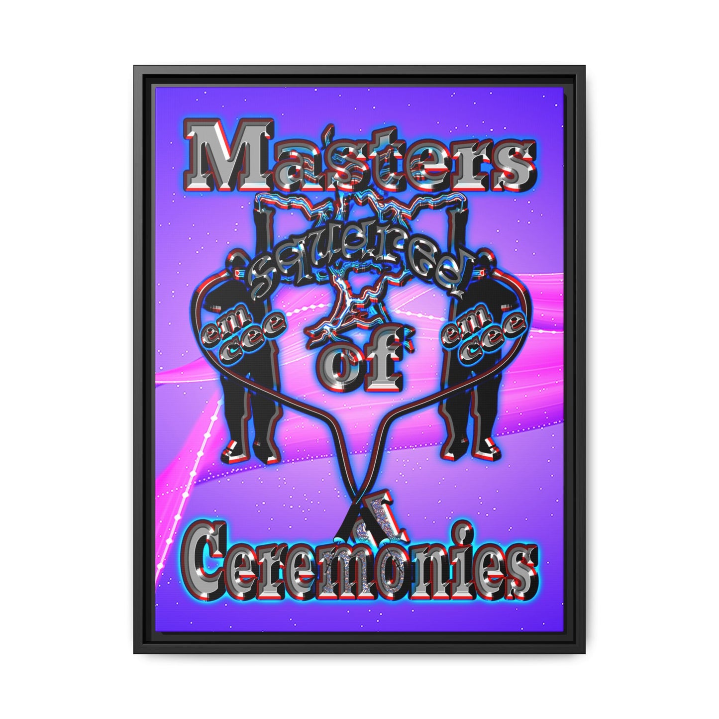 em cee squared - framed canvas art (purple-pink wave)