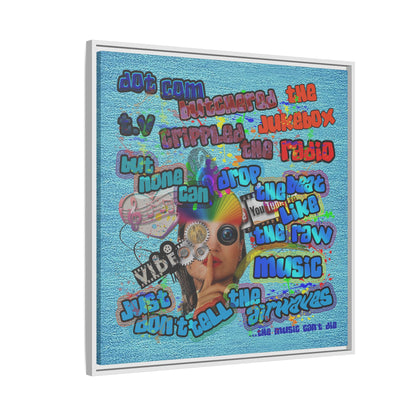 drop the beat - framed canvas art (faded blue)