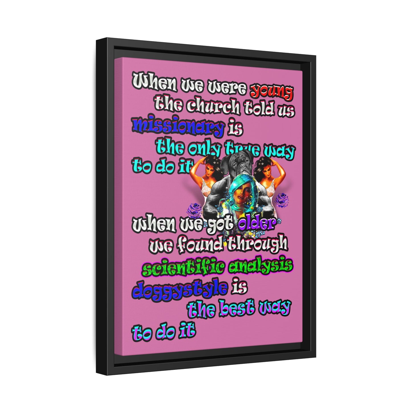 doggystyle - framed canvas art (light pink)