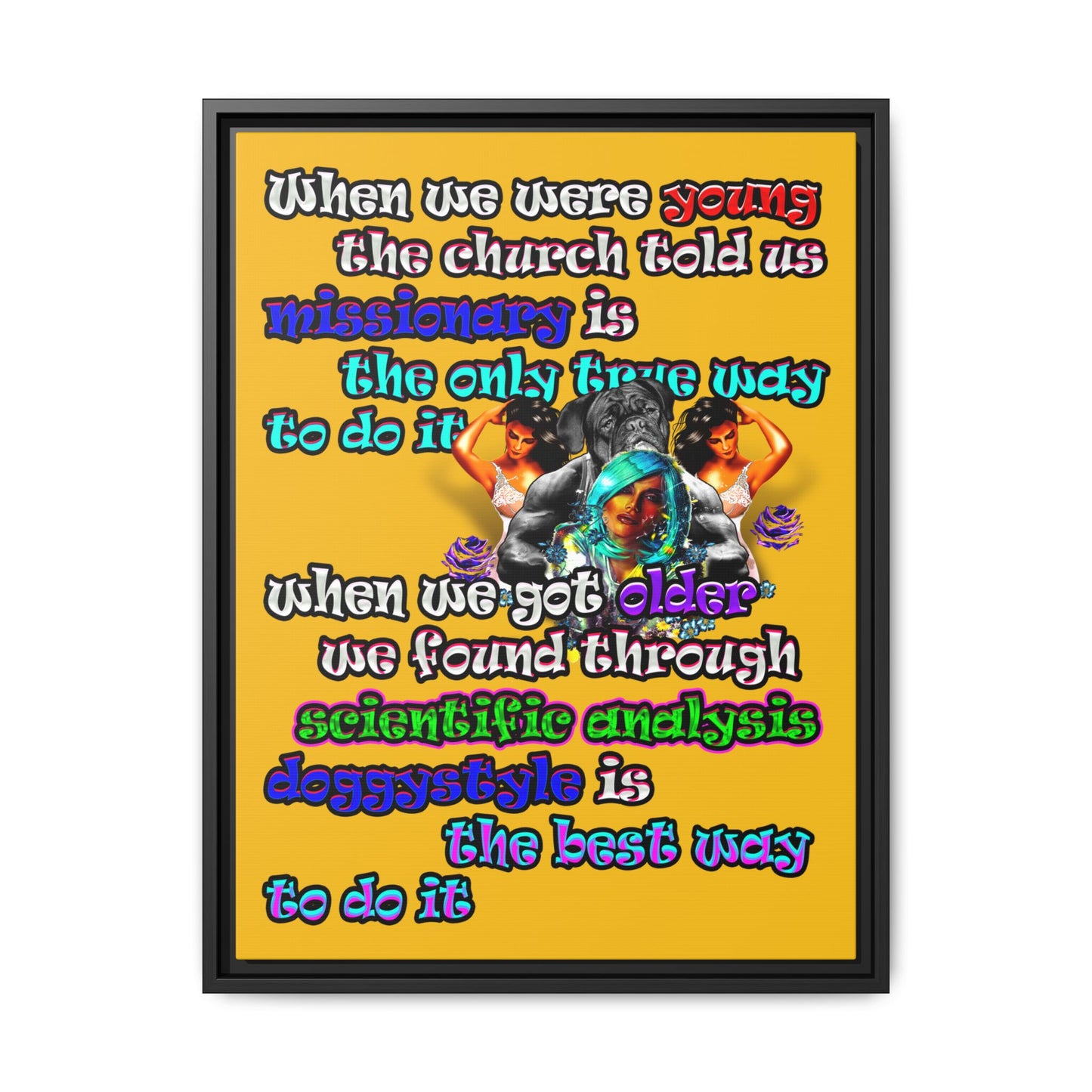 doggystyle - framed canvas art (yellow)