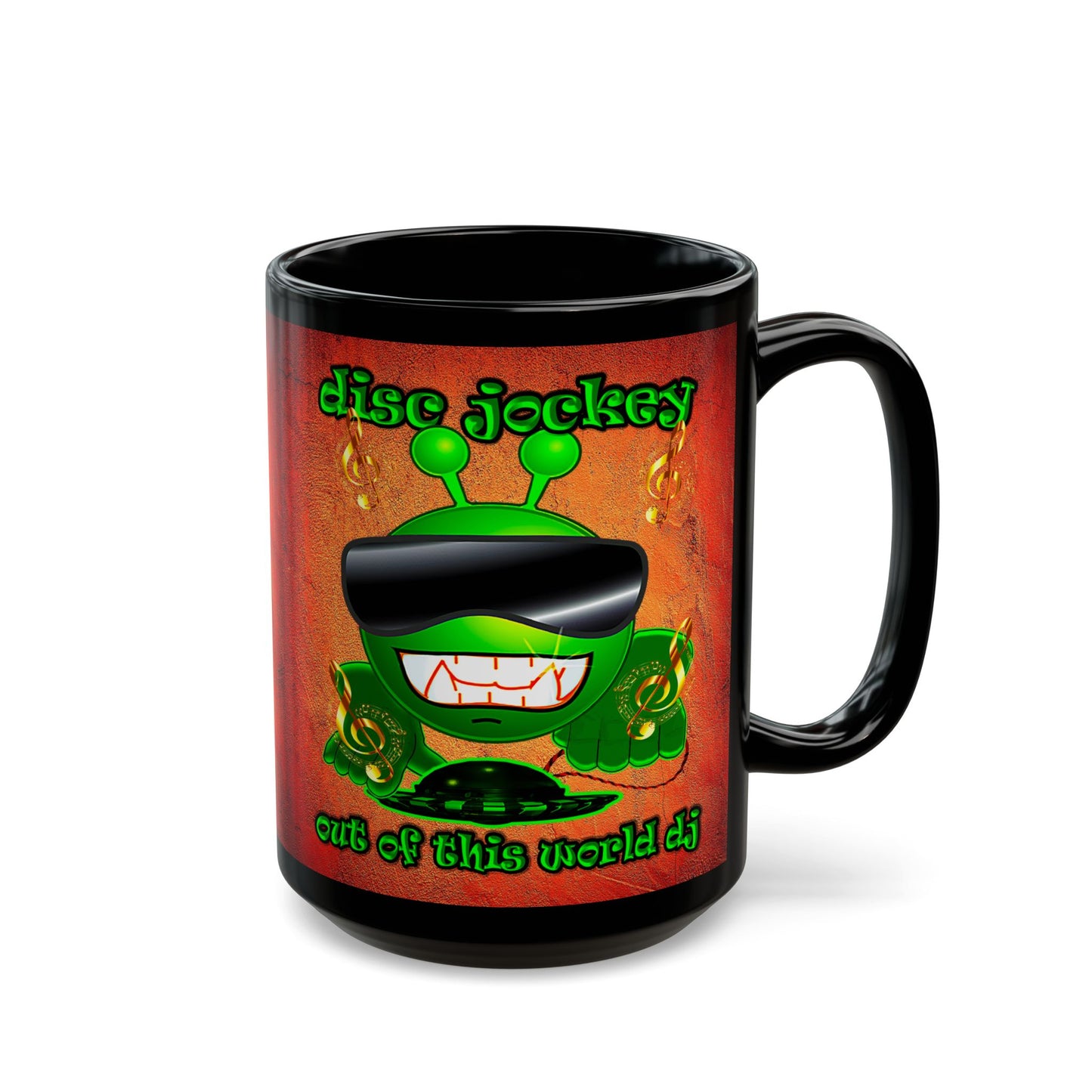 disc jockey - Black Mug (burnt orange)